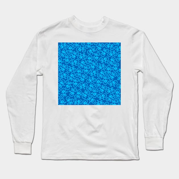 Bikes Blue Pattern Long Sleeve T-Shirt by XOOXOO